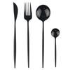 4-Piece Korean Black Cutlery Dinnerware Set Shiny Mirror 304 Stainless Steel Knife Fork Spoon Teaspoon Flatware Silverware Set