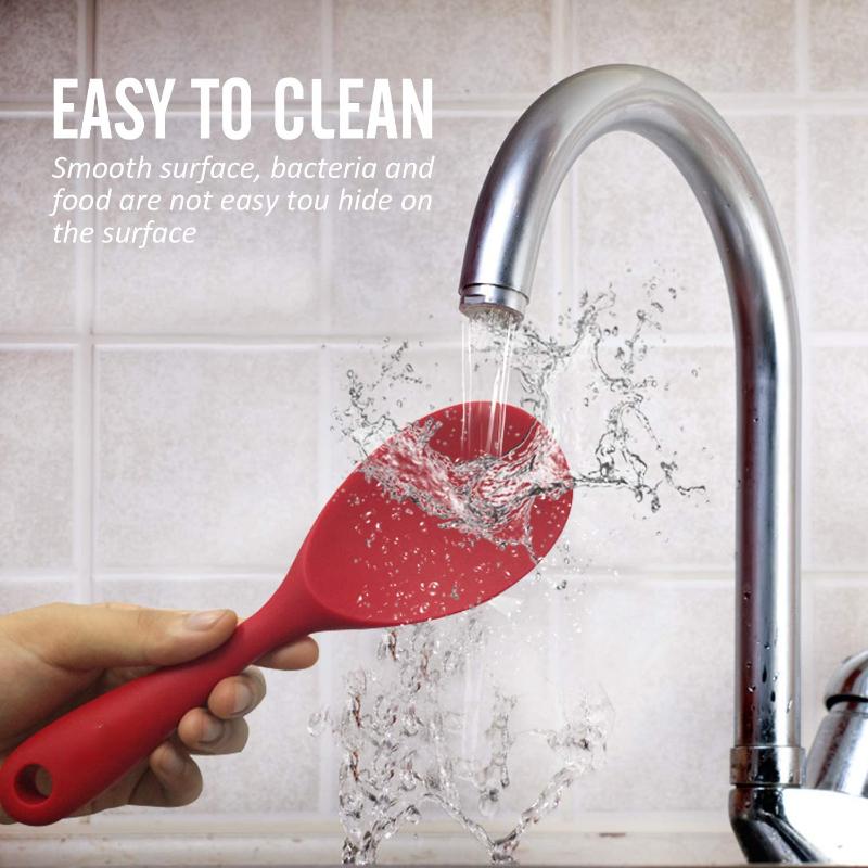 1pc Kitchen Utensils Food Grade Heat Resistant Silicone Rice Spoon Heat Resistant Sushi Scoop Silicone Plastic Rice Paddle