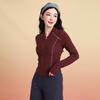 Merino Wool Slimming Yoga Jacket: Women's Long Sleeve Front Zip Sports Top for Autumn/Winter