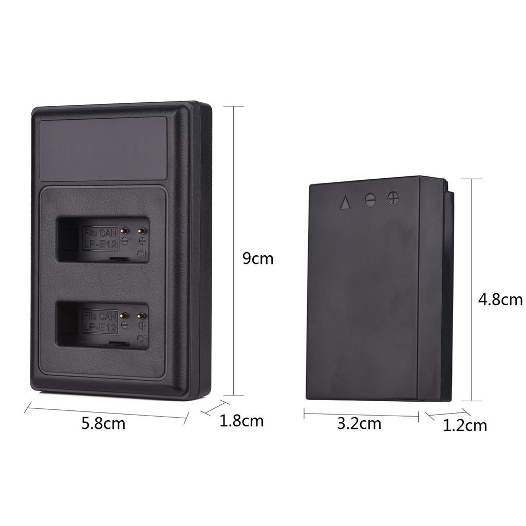 Andoer LP-E12 USB Intelligent Charger & Battery Kit 1PCS Dual Channels Camera Battery Charger +