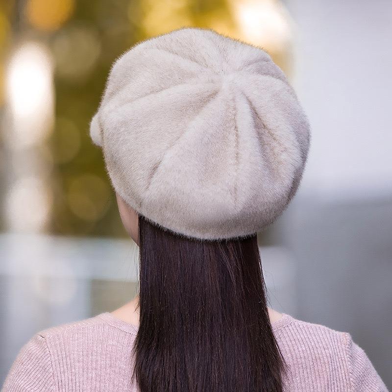 Autumn Winter Hats For Women Solid Color Plain Octagonal Cap Ladies Casual Faux Fur Women Caps