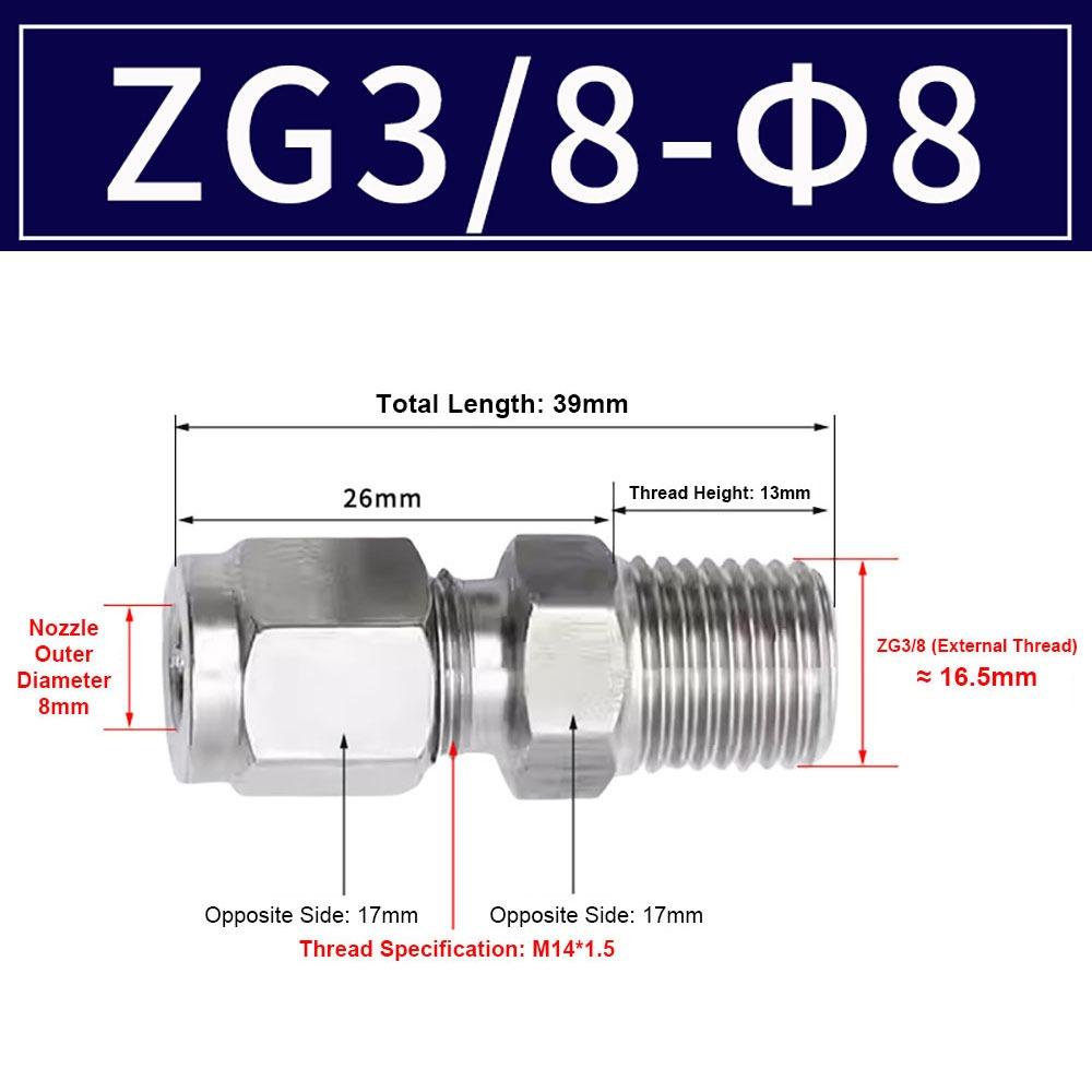 1Pcs Stainless Steel Quick Fitting 304 SS Metric ZG Pipe Fitting Tube Connector for Oil Water Gas