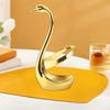 Stainless Steel Mini Fruit Forks Spoons with Non-Slip Handle Food-Grade Swan Storage Rack for Kids Desserts Snacks Parties Weddings