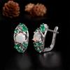Luxury Design Natural Color Rich Opal & Green Agate Gemstone Ring Earrings Set Light Luxury Beautiful Jewelry for Women