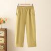 Summer New Cotton Casual Cropped Pants for Women High Waisted Loose Oversized Straight Leg Pants