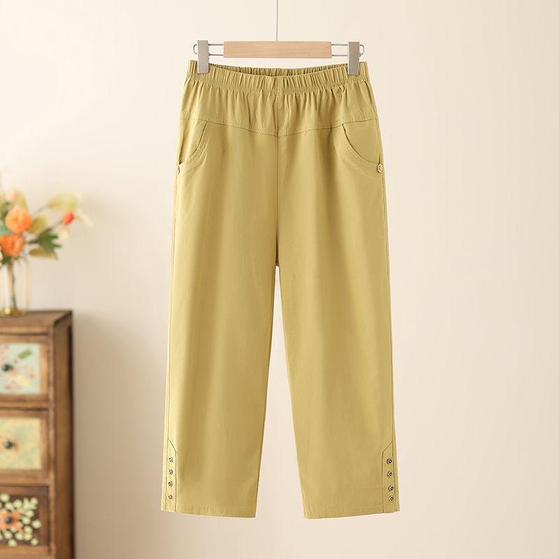 Summer New Cotton Casual Cropped Pants for Women High Waisted Loose Oversized Straight Leg Pants