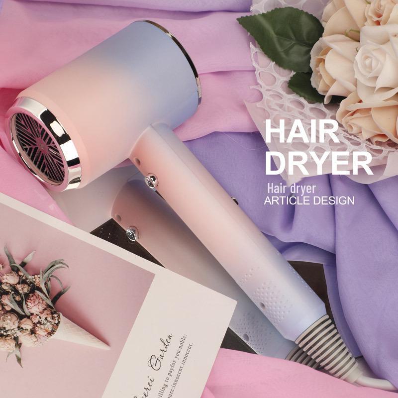 Gradient Color Hair Dryer with High Power, Blue Light, and Hot/Cold Settings