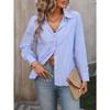 Women's Spring and Autumn Loose Commuter Casual Long-sleeved Pinstripe Shirt