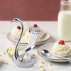 Stainless Steel Mini Fruit Forks Spoons with Non-Slip Handle Food-Grade Swan Storage Rack for Kids Desserts Snacks Parties Weddings