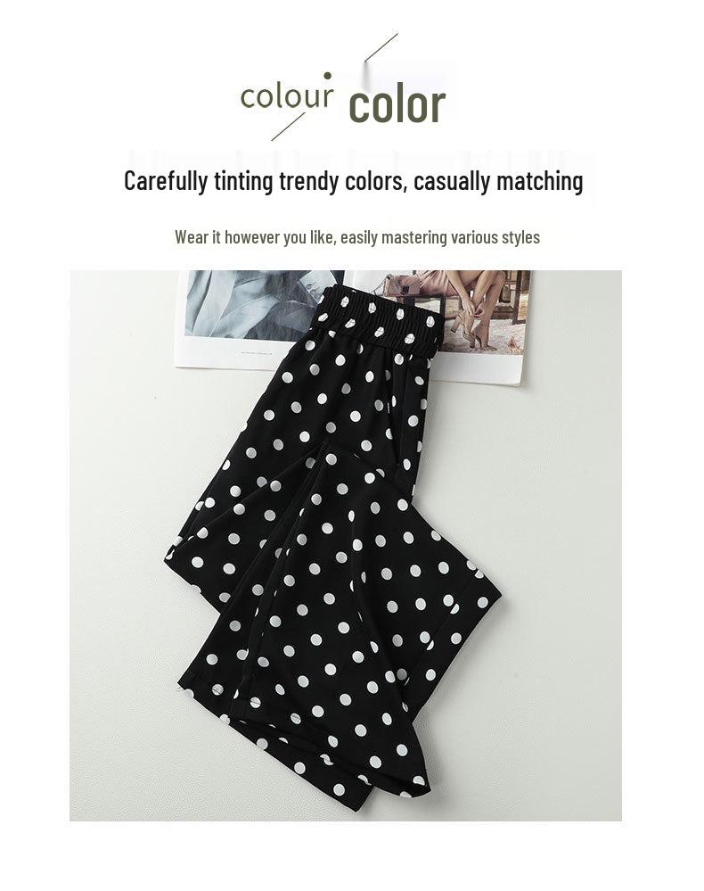 Women's Summer Polka Dot Wide-Leg Pants - High-Waisted, Lightweight, Versatile, Casual Fashion.