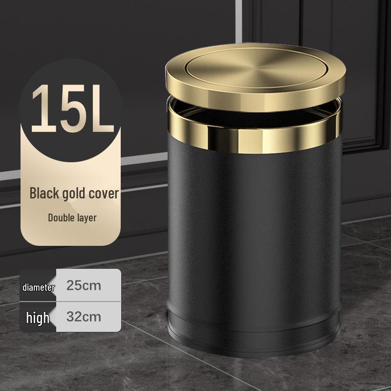 Stainless Steel Swing Lid Trash Can for Home and Kitchen, Light Luxury Design for Bathroom and Living Room.