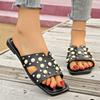 2024 Hot Sale Ladies Shoes Plus Size Women's Slippers Fashion String Bead Daily Slippers Women New Rivet Peep Toe Flat Slippers