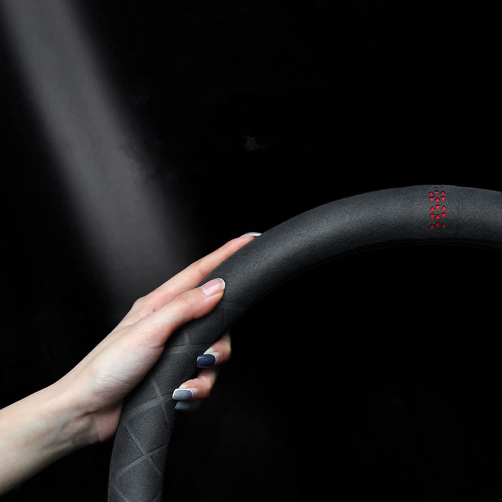 TATACLEA Steering Wheel Cover, Suede Touch Steering Wheel Cover, Luxury, Texture, Anti-slip, Anti-Stain, Steering