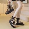 Thick-soled Roman Sandals Women's Trend 2025 Summer New Belt Buckle Side Zipper Strap Casual Open-toed Sandals