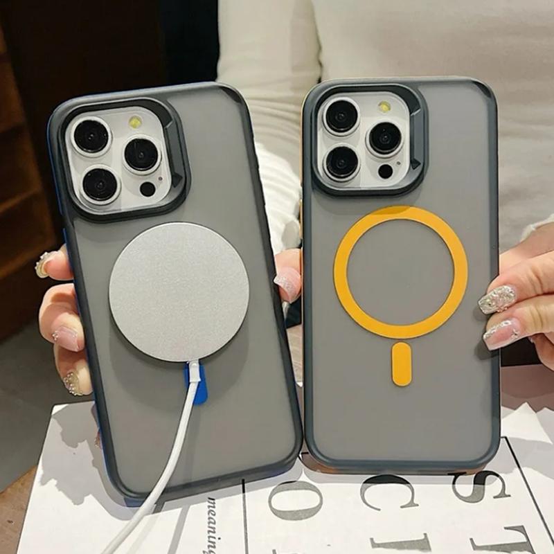 Luxury Matte Translucent Armor Case For iPhone 16 15 14 13 12 11 Pro Max Plus Magsafe Magnetic Wireless Charging Shockproof Cover