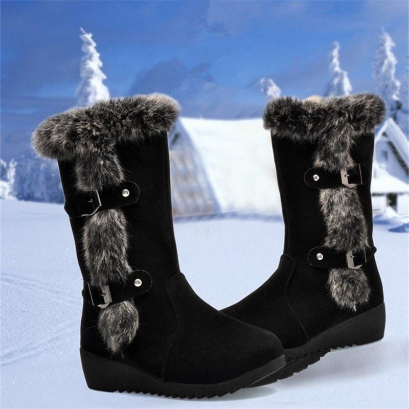 Large Size Women's Cotton Boots 2023 Winter New Plush Warm Snow Boots Women's Casual Mid-calf Boots