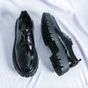 New Men's Fashion Thick Soled Leather Shoes Business Lace Up Oxford Green Black Waterproof Platform Shoes Wedding Height Shoes