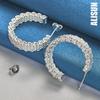 925 Sterling Silver Woven Piercing Earrings Fashionable Wedding Jewelry