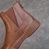 Women's Chunky Heel Retro Leather Chelsea Ankle Boots - Warm, Soft Sole, Handmade Martin Style