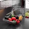 Kitchen Drain Basket Rice Sieve Colander Basket Plastic Strainer Basket Transparent Fruit Vegetable Drain Bowl Kitchen Tools