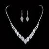 Anniversary Gift Bridal Wedding Jewelry Set Dangle Earrings Water Drop Earrings Women Necklace