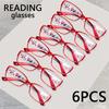 6pcs Reading Glasses Women Printed Reading Glasses Anti Blue Light Eyeglasses Unisex Red Glasses Men