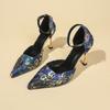 Fashion Spring New Baotou Sandals for Women Fashion Pointy Shallow Mouth with Printed Non-slip Wear-resistant High Heels