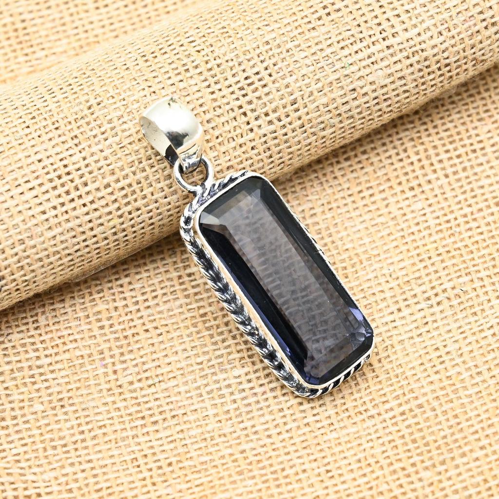 Glorious Iolite Gemstone Handmade 925 Solid Sterling Silver Jewelry Pendant For Her
