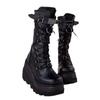 Fashion Brand Design Ladies High Platform Boots Big Size Rivet Goth High Heels Boots Women Cosplay Wedges Punk Shoes Woman Gothic Shoes