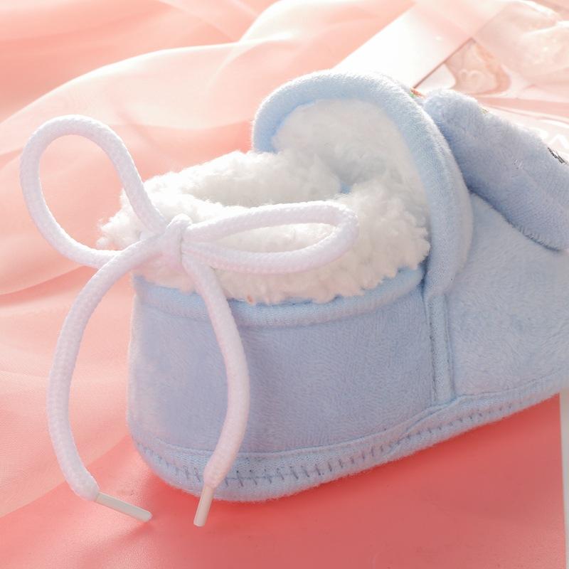 Winter New Plush Thick Baby Cute Rabbit Cartoon Children Comfortable Soft Wear-resistant Soft Sole Non-slip Toddler Shoes