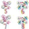 6pcs 32 Inch Number Rainbow Gradient Unicorn Balloon Birthday Party Balloon Kids Toy Wedding Decor