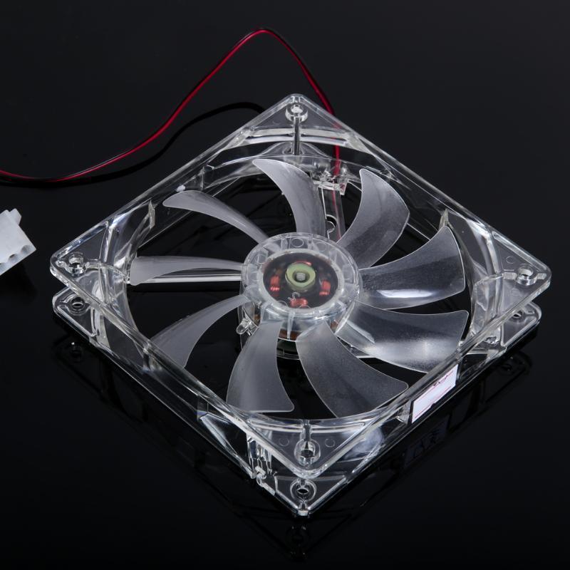 120mm Computer PC 4 LED Light Cooling Fan 12cm 4Pin Transparent Clear Case LED Luminous Chassis CPU Cooler Heatsink