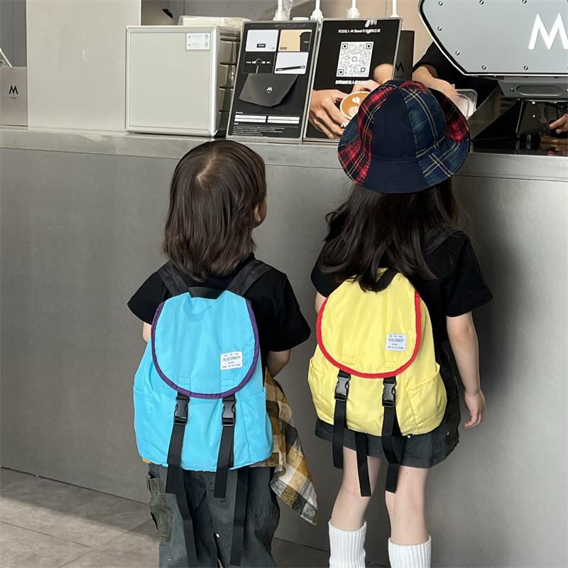 Color Solid Childrens Backpack Canvas Large Capacity Curved Straps Shoulder