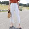 Women Pants High Waist Button Zipper Fly Casual Trousers Solid Color Straight Wide Leg Leisure Long Pants Daily Wear