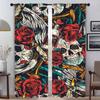 Skull Curtains for Bedroom Elegant Room Curtains 2 Pieces Living Room Curtain Halloween Decoration Partition Shades Kitchen Home