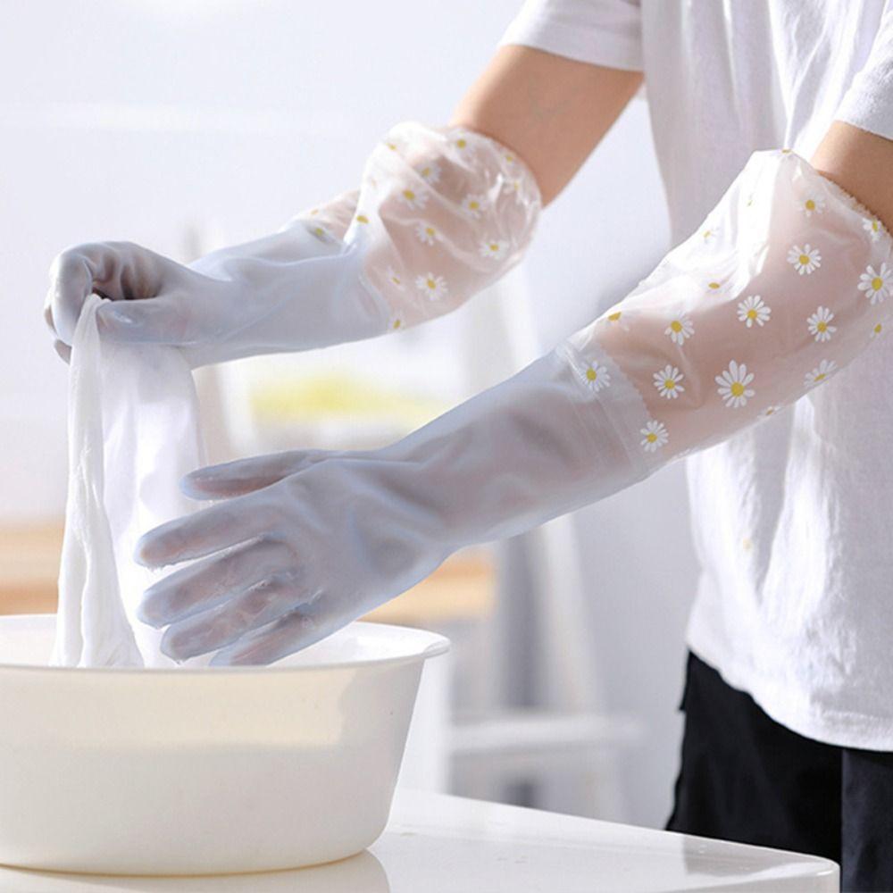 Rubber Thick Waterproof Household Scrubber Dishwashing Gloves Kitchen Clean Tool Cleaning Gloves