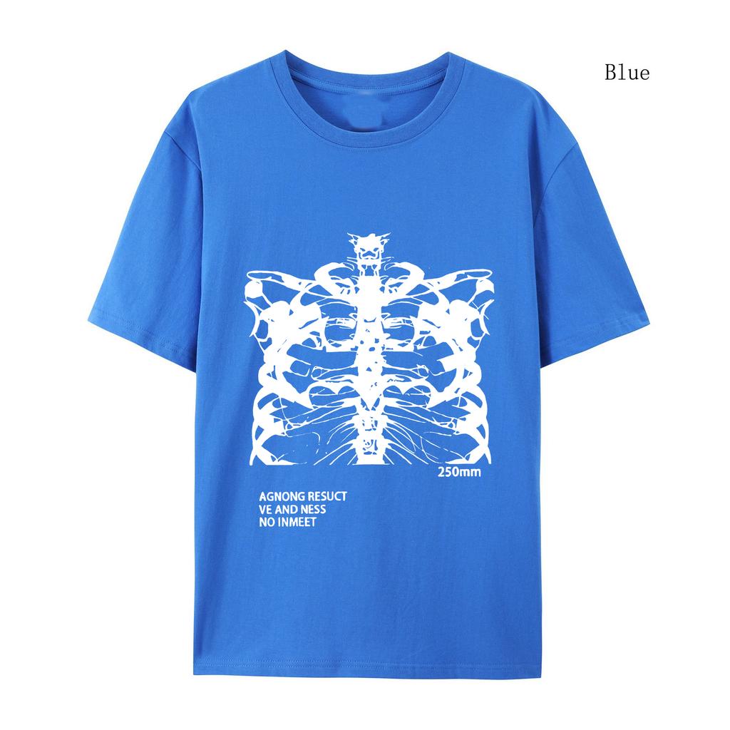 Women T-shirt Short Sleeve Streetwear Blsack Tops Skeleton Print Grunge Gothic Oversized T-shirt Streetwear Women's T-shirt