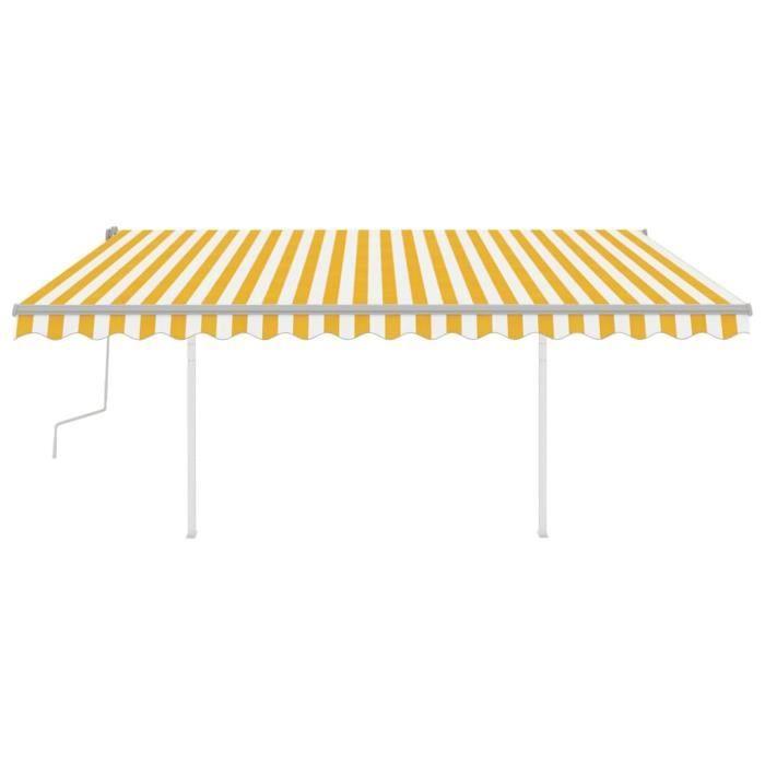 VidaXL Manual Retractable Awning with LED 4.5x3 M Yellow and White 3069963