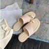 Shoes Square Head Cover Toe Straw Splicing Beach Flat Bottom Slippers Women's Sandals Outside