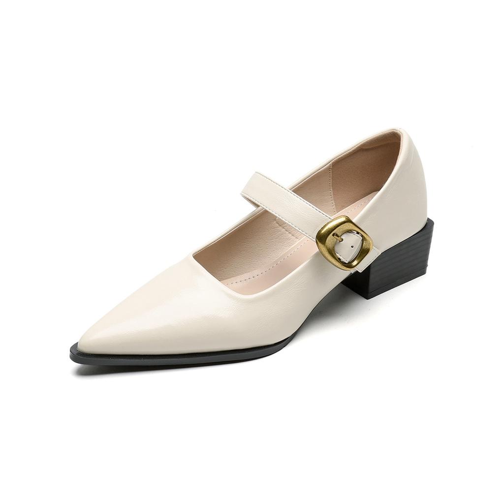 Weiwei Girl 108-8 French Pointed Mary Jane Shoes Thick Heel 2025 New Word with Shallow Mouth High Heels Women