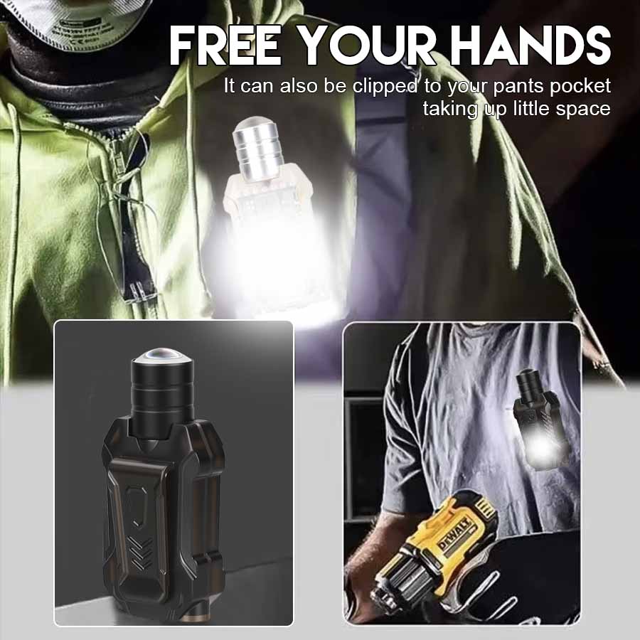 Portable Mini EDC Flashlight Dual Light Rechargeable Zoom Torch Powerful Pocket Floodlight with Tail Strong Magnet for Camping