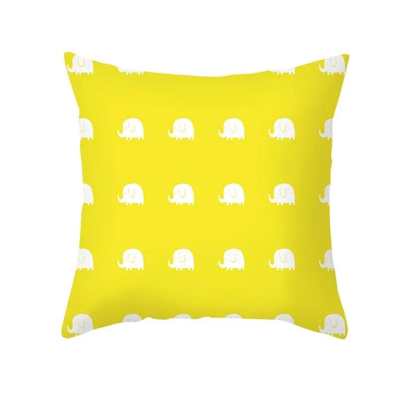 45x45cm Fashion Yellow Geometric Printing Pillowcase Sofa Hotel Office Seat Lumbar Cushion  Cover Home Decoration
