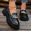 2024 Hot Sale Shoes for Women Slip On Women's Pumps Autumn Round Toe Mixed Colors Metal Decoration Platform Fashion Loafers