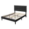 Bed - BLACK - 140x200 Cm - Slat Base - Padded Headboard - 1 Place