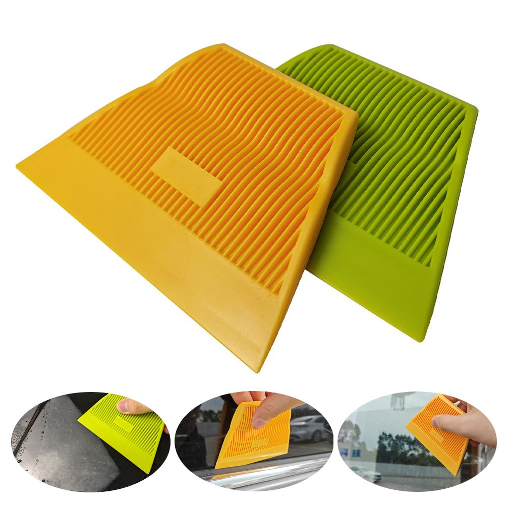 1Pc Trapezoidal Squeegee Car Vinyl Film Wrapping Tool Scraper Window Tinting Wallpaper Installing Medium Soft Green and Hard Yellow