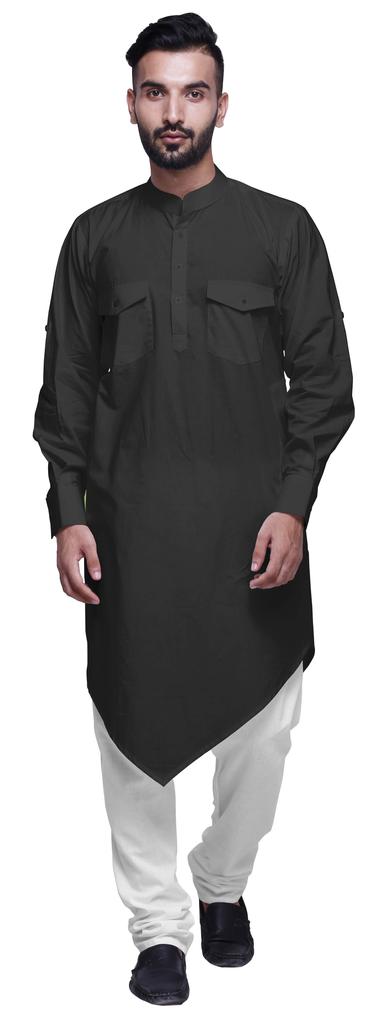 Atasi Long Sleeve Designer Kurta For Men Indian Cotton Casual Long Kurta