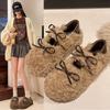 Cute Super Soft Sole One Pedal Plush Single Shoes Flat Bottom Plush Shoes Versatile Round Head Plush Warm