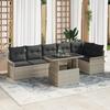 VidaXL 7-Piece Garden Sofa Set with Cushions Poly Rattan Light Grey 3348298