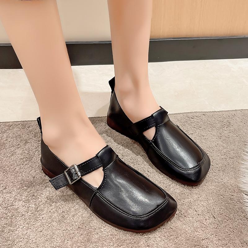 Fashion Genuine Leather  Women's Flat Shoes Loafers 2024 Spring and Autumn New Comfortable Soft-soled Flat Shoes