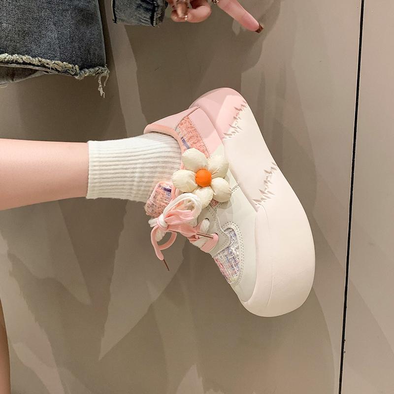 2024 New Kawaii Fashion All-match Platform Shoes Sports Style Casual Round Toe Spring Autumn Korean Version Sweet Cute Sneakers